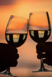 fine wines toast at sunset